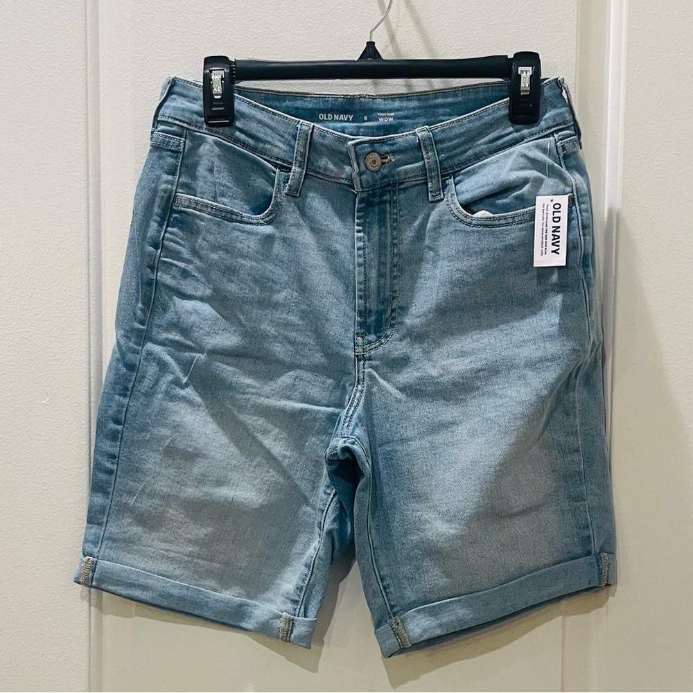 NEW…High Waisted Wow Light Blue Denim Shorts - Picture 2 of 3